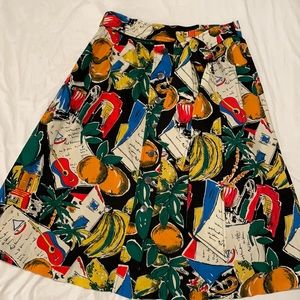 Jcrew midi tropical pattern skirt